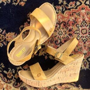 Born Leather Tan Wedge Sandals
